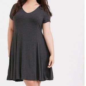 Torrid charcoal grey fluted dress.NWT